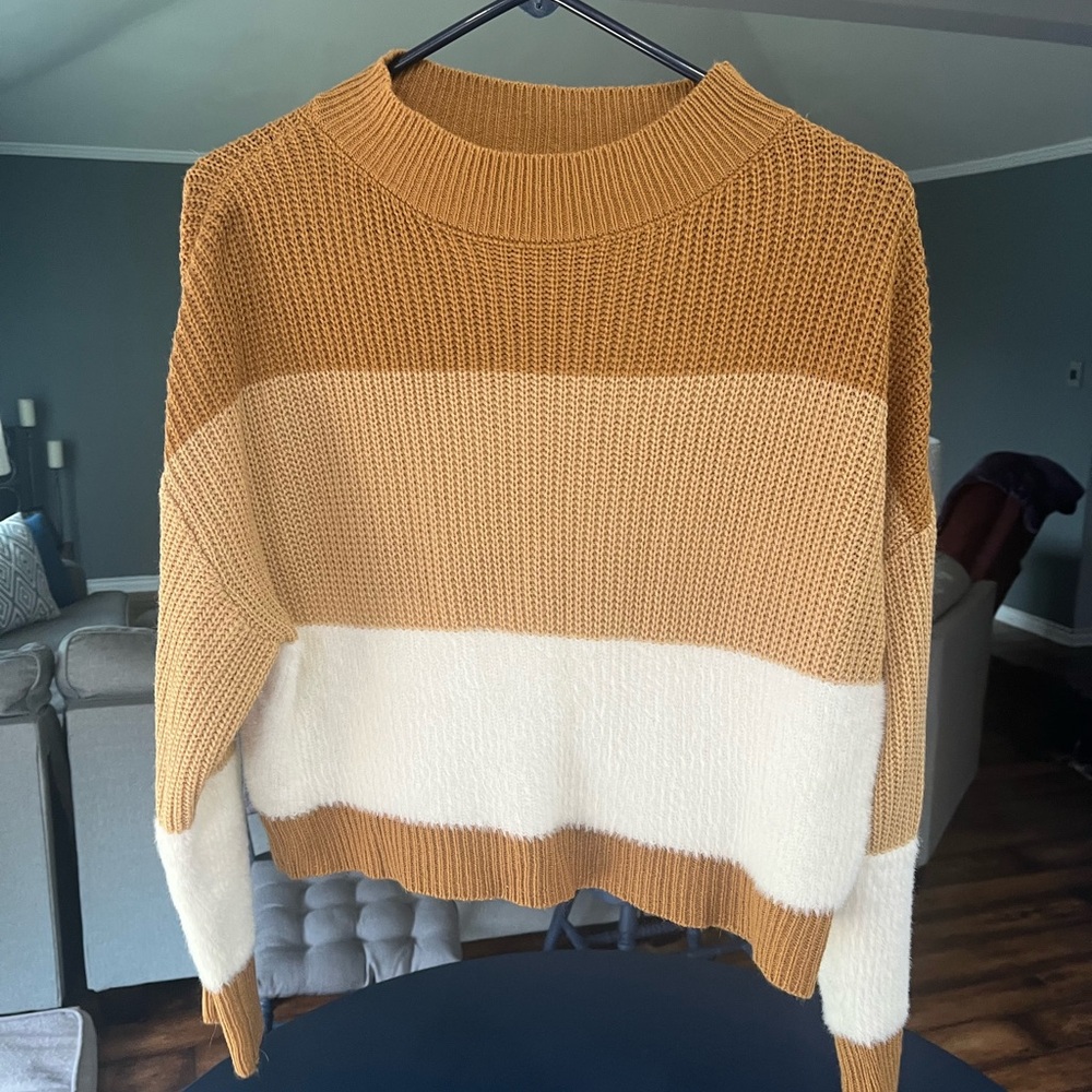SHEIN Tan and Cream Knit Sweater